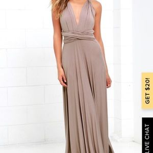 Lulus beige adjustable bridesmaids dress